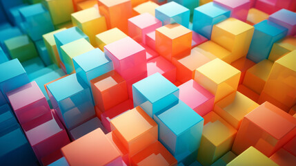 A pattern of multicolored cubes