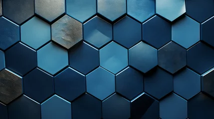 Poster A pattern of blue and gray hexagons © Textures & Patterns