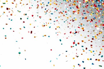 Falling confetti against a white background
