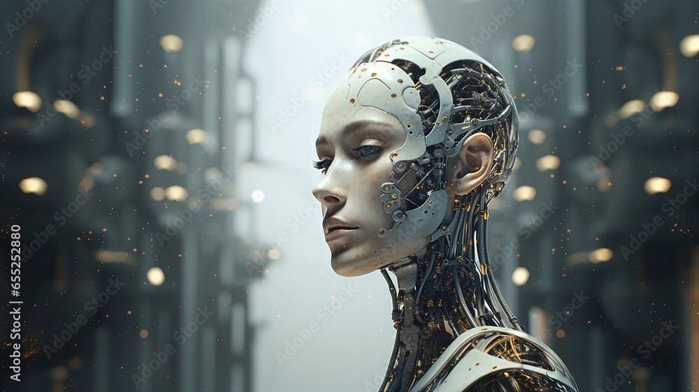 Aufkleber Conceptual representation of artificial intelligence in automation