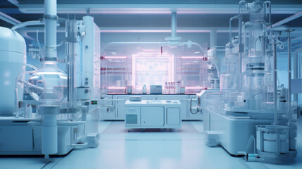 A pharmaceutical clean room where sterile medications are prepared and packaged - obrazy, fototapety, plakaty