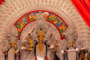 Subho mahalya, An idol of Goddess Durga decorated in Pandal. Durga Puja is biggest religious...