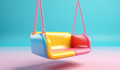 Swing toy in soft colors, plastic material, educational for children to play. AI generated