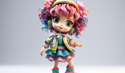 Toy doll in soft colors, plasticized material, educational for children to play. AI generated