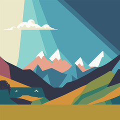 現代アート風に描いたアルプスの風景_02,Generative AI	