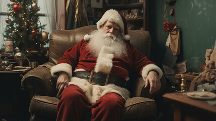 Obraz premium Santa's Tranquility: A Moment of Peaceful Relaxation, Generative AI