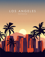 Los Angeles poster California postcard - obrazy, fototapety, plakaty