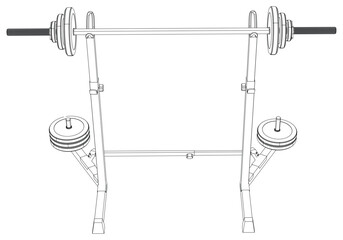 Squat Rack. Fitness, cardio, and muscle building machines, equipments set at gym. Workout and training concept. Vector illustration.
