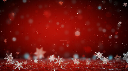 Fototapeta na wymiar Red Christmas background with snowflakes, Generative ai
