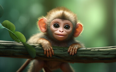 3D cute baby monkey