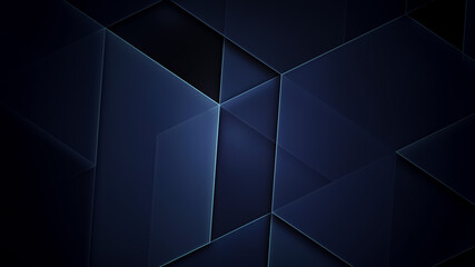 Illustration of a dark blue background with translucent geometric shapes with effects