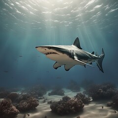 a shark shark with open shark swimming under the sea shark shark with open shark swimming under the sea shark shark swimming in ocean