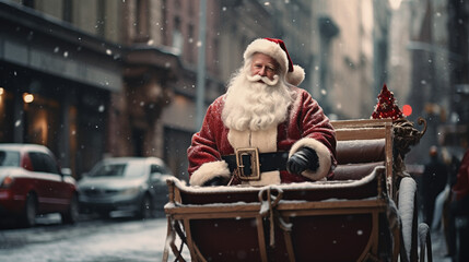 Reindeer-Drawn Journey: Santa Claus Spreads Festive Joy, Generative AI