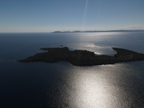 Panoramic drone photo of the tropical beach in the bay of Toroni in Halkidiki, Greeceult
