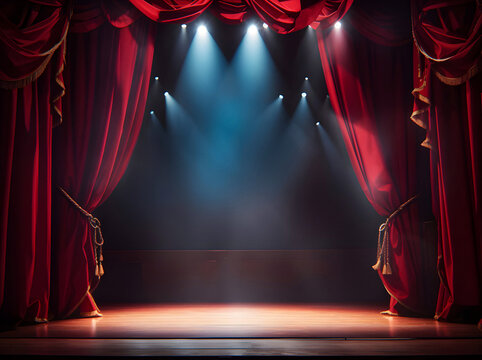 Stage with Red curtain