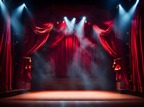 Stage with Red curtain