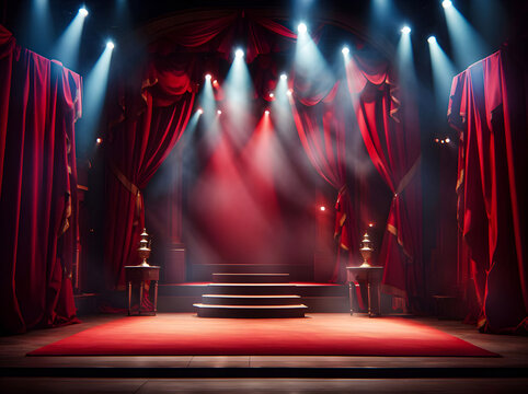 Stage with Red curtain