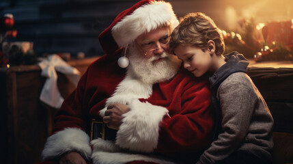 Obraz premium Festive Bonds: A Child's Dreams Blossom, Generative AI