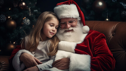 Fototapeta na wymiar Believing in Wishes: Santa's Lap Conversations, Generative AI