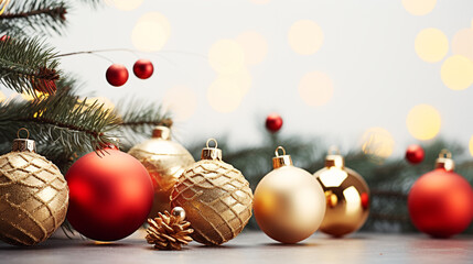 Obraz na płótnie Canvas Christmas decoration background with beautiful baubles