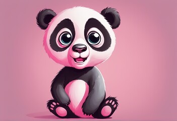 cute panda on a background of the pink and pink color, vector illustration. cute panda on a...