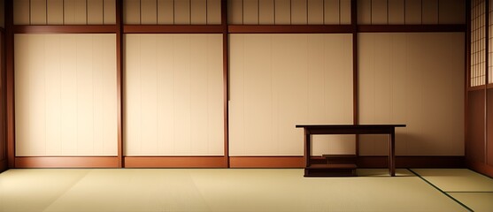 Empty vintage Japanese room with tatami walls  from Generative AI