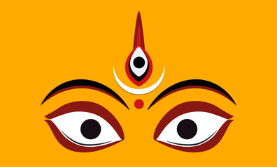 Lord Mahakali angry eyes vector illustration. - obrazy, fototapety, plakaty