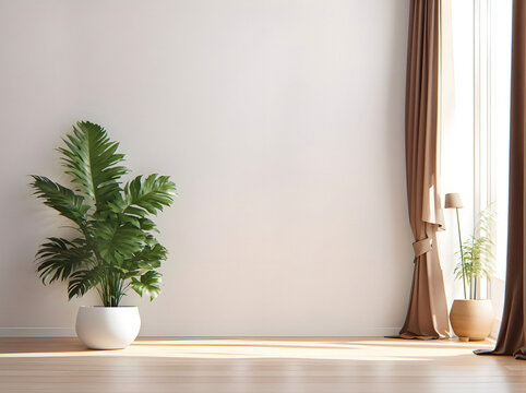 Plant against a white wall mockup white wall mockup