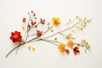 Obraz na płótnie Canvas Minimalist floral arrangement with negative space, captured from above. Generative AI