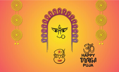 Hindu religious Durga puja greeting background vector 
