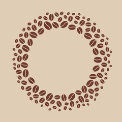 Round frame made of coffee beans. Design illustration in minimalistic style for  and  packaging. Illustration for cafe and restaurant menus. - 655269277