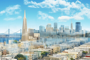 Fototapeta na wymiar Panoramic cityscape view of San Francisco