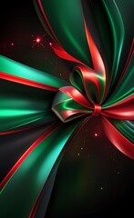 Bright gift bow on black background - AI generative art
