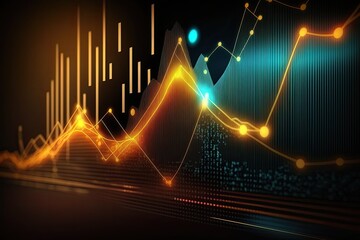 Naklejka premium Business digital graph chart in stock trade market. Growth investment. Generative AI
