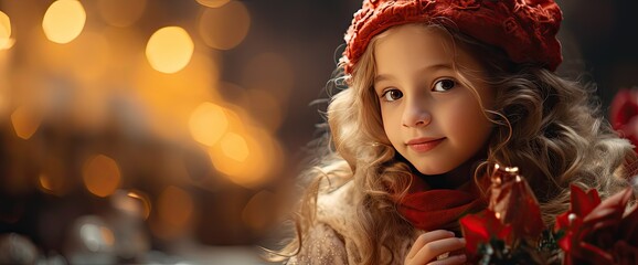 Happy girl on a christmas background