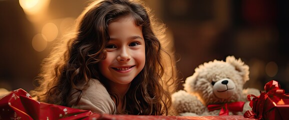 Happy girl on a christmas background