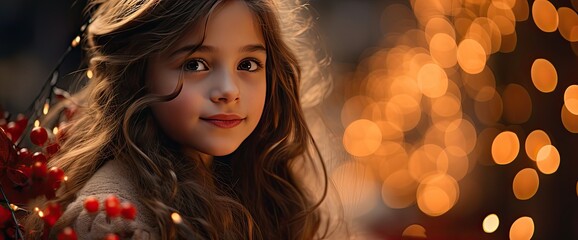 Happy girl on a christmas background