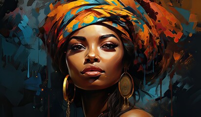 painting of african woman in turban