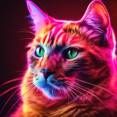 portrait of a cat with bright colors. colorful portrait of red cat with bright eyes portrait of a cat with bright colors.