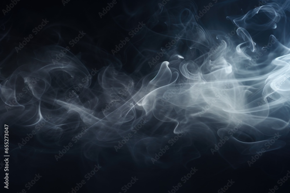 Poster a close-up view of smoke on a black background. this image can be used to depict mystery, creativity