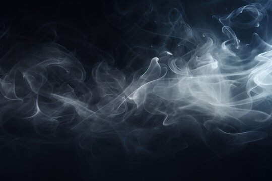 A close-up view of smoke on a black background. This image can be used to depict mystery, creativity, or abstract concepts. It is suitable for various design projects, presentations, or artistic purpo