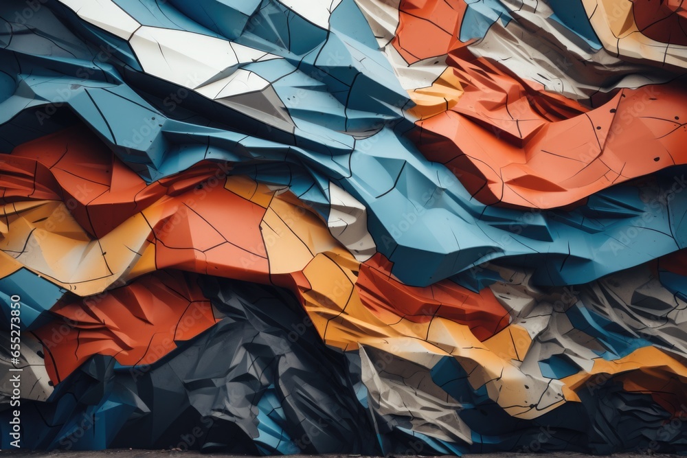 Poster A wall made of many different colored kites. This vibrant image can be used to add a pop of color and excitement to any project.