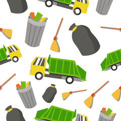 Garbage Truck Seamless Pattern