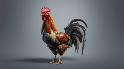 rooster 8k UHD isolated on white background hyper real.Generative AI - obrazy, fototapety, plakaty