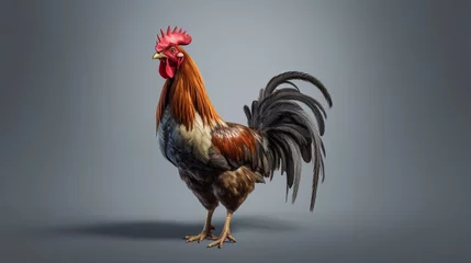 Foto op Plexiglas rooster 8k UHD isolated on white background hyper real.Generative AI © sudipdesign