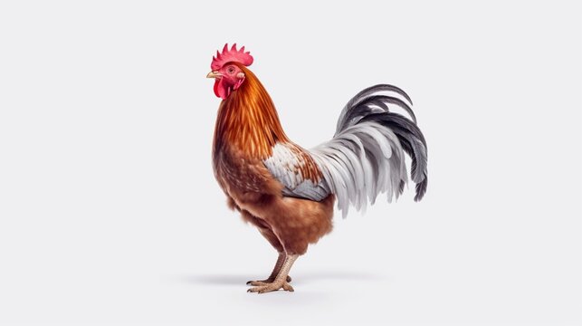 rooster 8k UHD isolated on white background hyper real.Generative AI