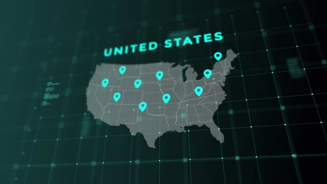 World Map with Code Technology Background USA Map with PinPoint still