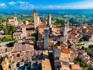 Fotobehang Aerial view of San Gimignano, Tuscany, Italy © monticellllo