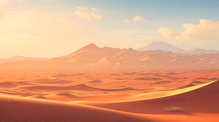 Fototapeta na wymiar Desert landscape with sand dunes at sunset. 3d render