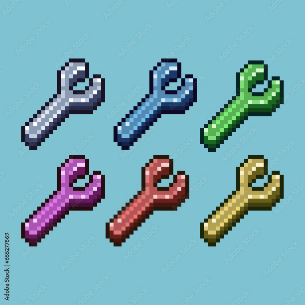 Poster pixel art sets of screwdriver mechanical tools with variation color item asset. simple bits of screw